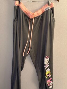 Hello Kitty Gray Jogger Pants with Pink Trim